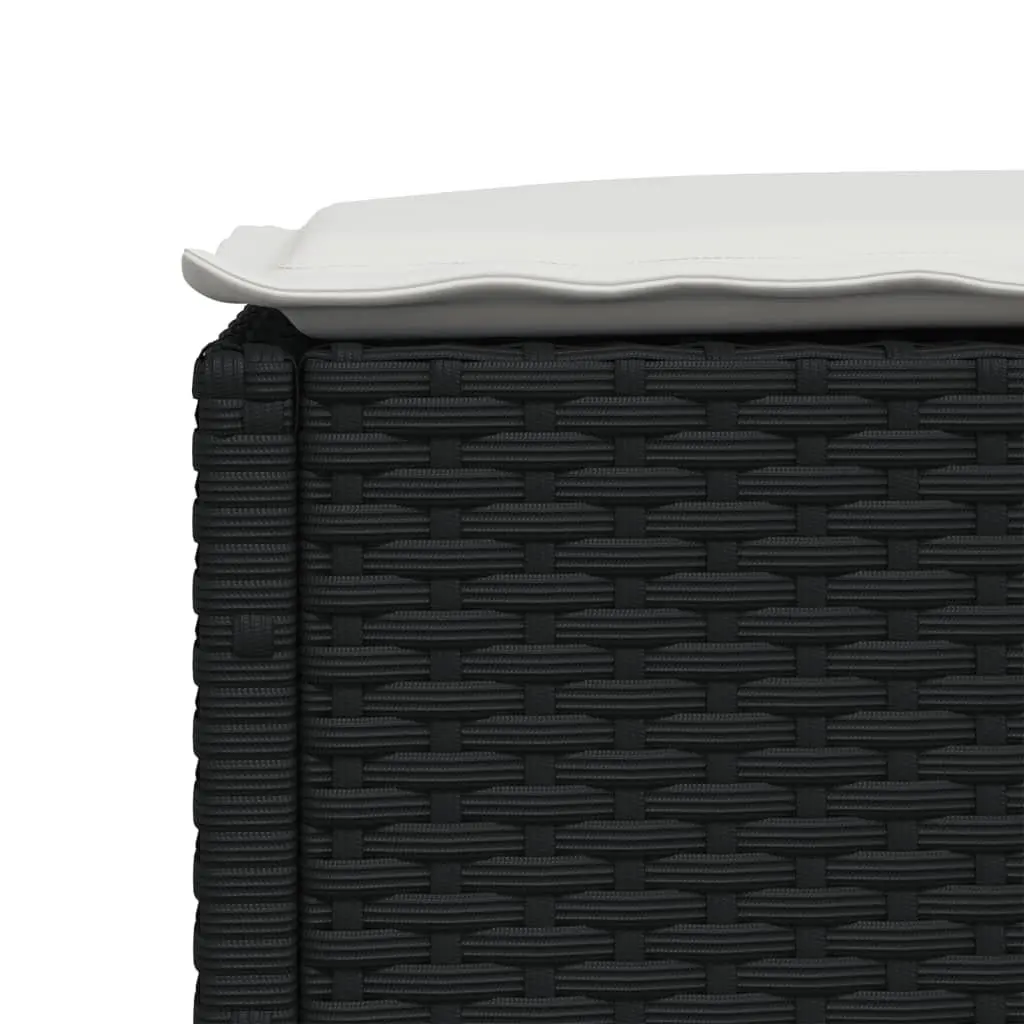 Garden Stool 63.5x56x32cm Black Outdoor Footrest with Thickly Padded Cushion