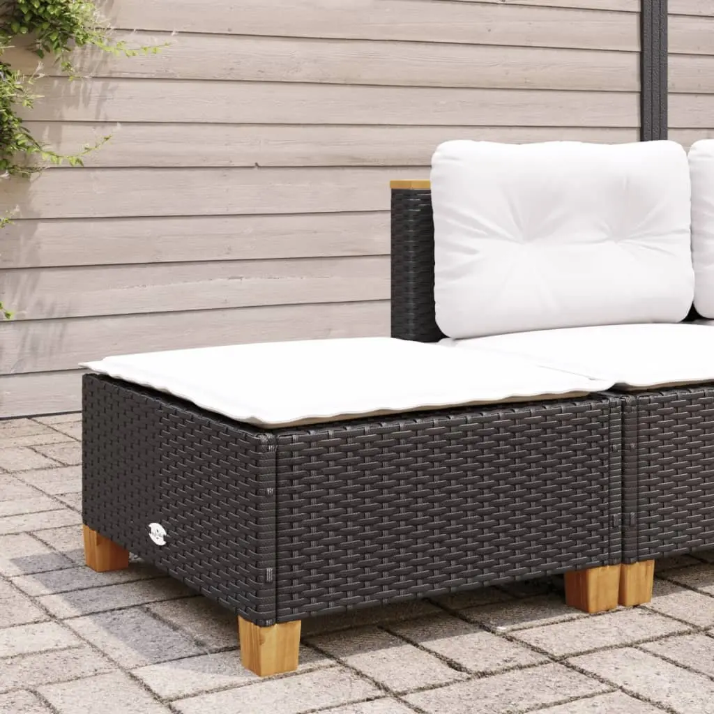 Garden Stool 63.5x56x32cm Black Outdoor Footrest with Thickly Padded Cushion