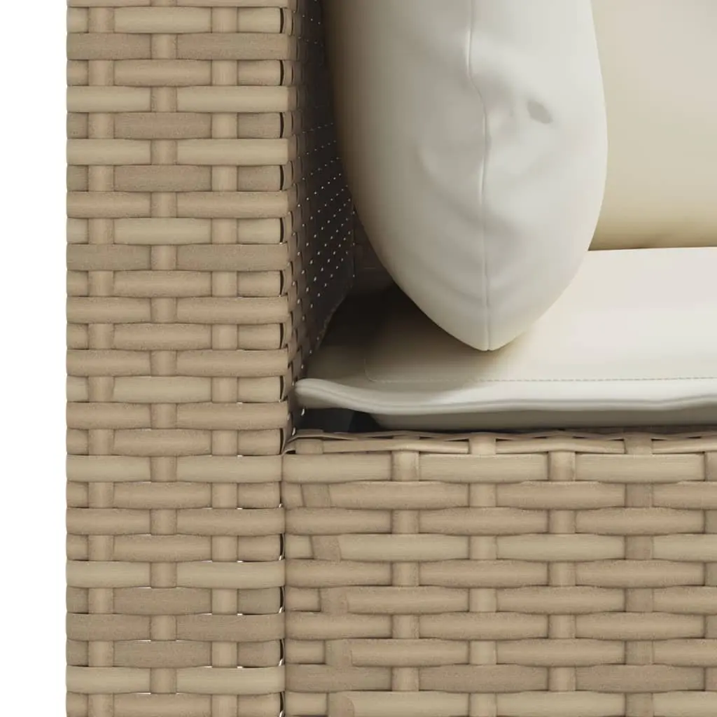 Outdoor Garden Sofa Corner Set 2 Piece Beige Poly Rattan with Thick Cushions