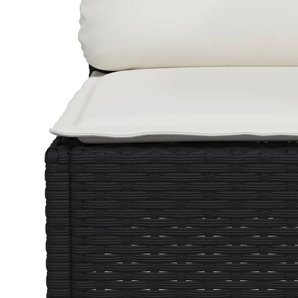 Garden Sofa Outdoor Lounge Furniture 3 Seater Black PE Rattan with Removable Cushions