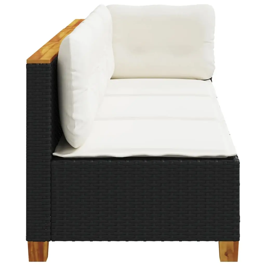Garden Sofa Outdoor Lounge Furniture 3 Seater Black PE Rattan with Removable Cushions