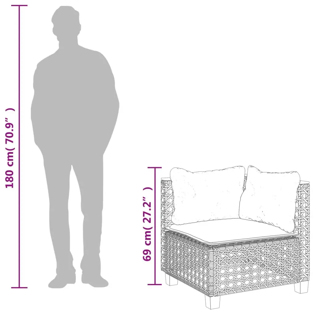 Outdoor Corner Garden Sofa with Cushions Beige Poly Rattan Modular Lounge