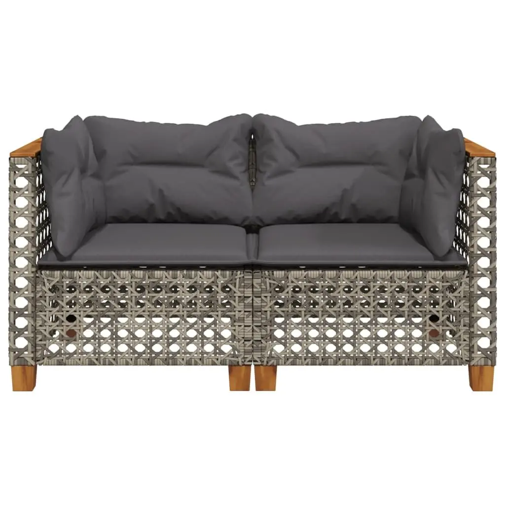 Garden Corner Sofas with Cushions Outdoor Lounge Seating Set 2 pcs Grey