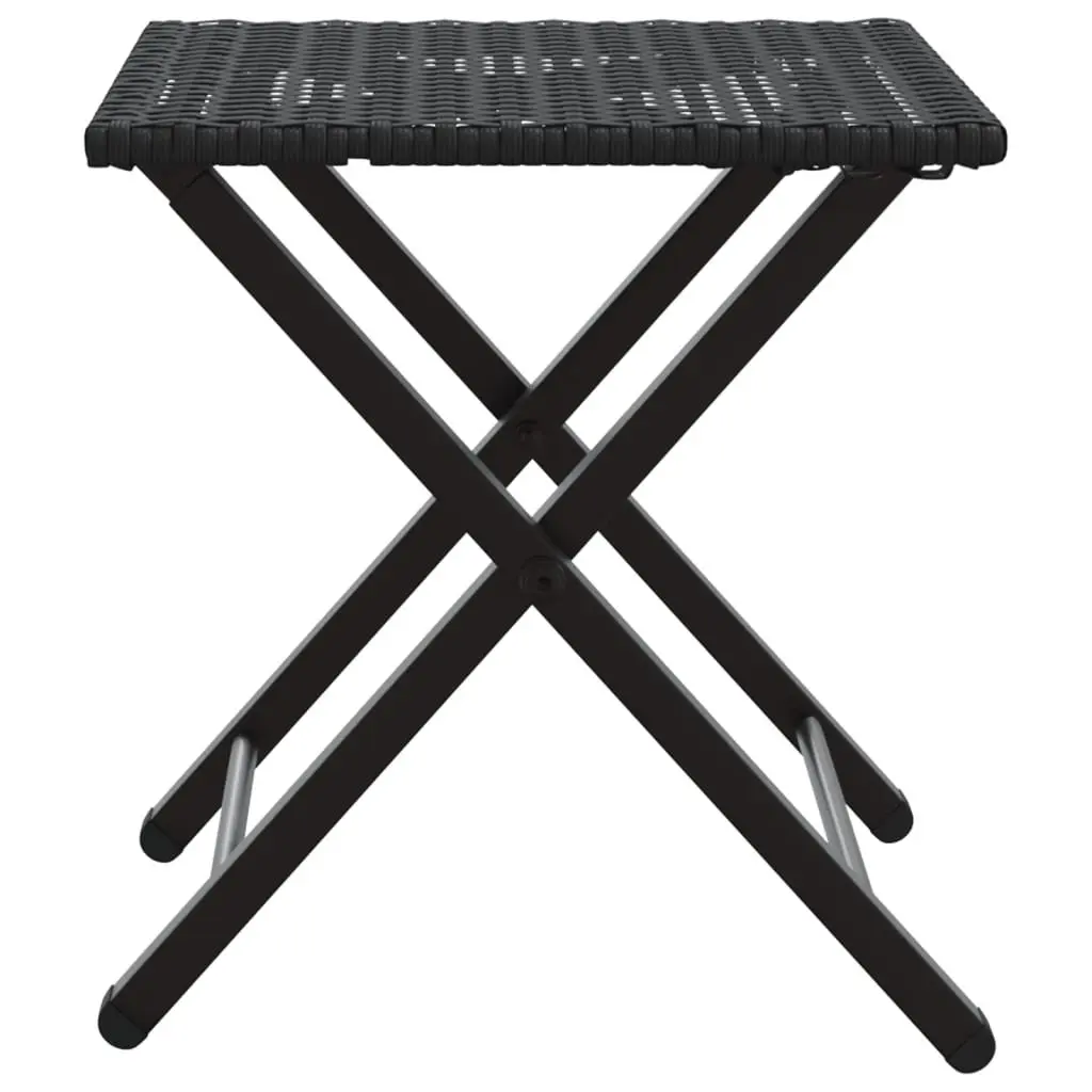 Garden Dining Set 5 Piece Foldable Outdoor Furniture Black PE Rattan Table Stools