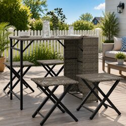 Transform Your Patio with This 5-Piece Grey Dining Set