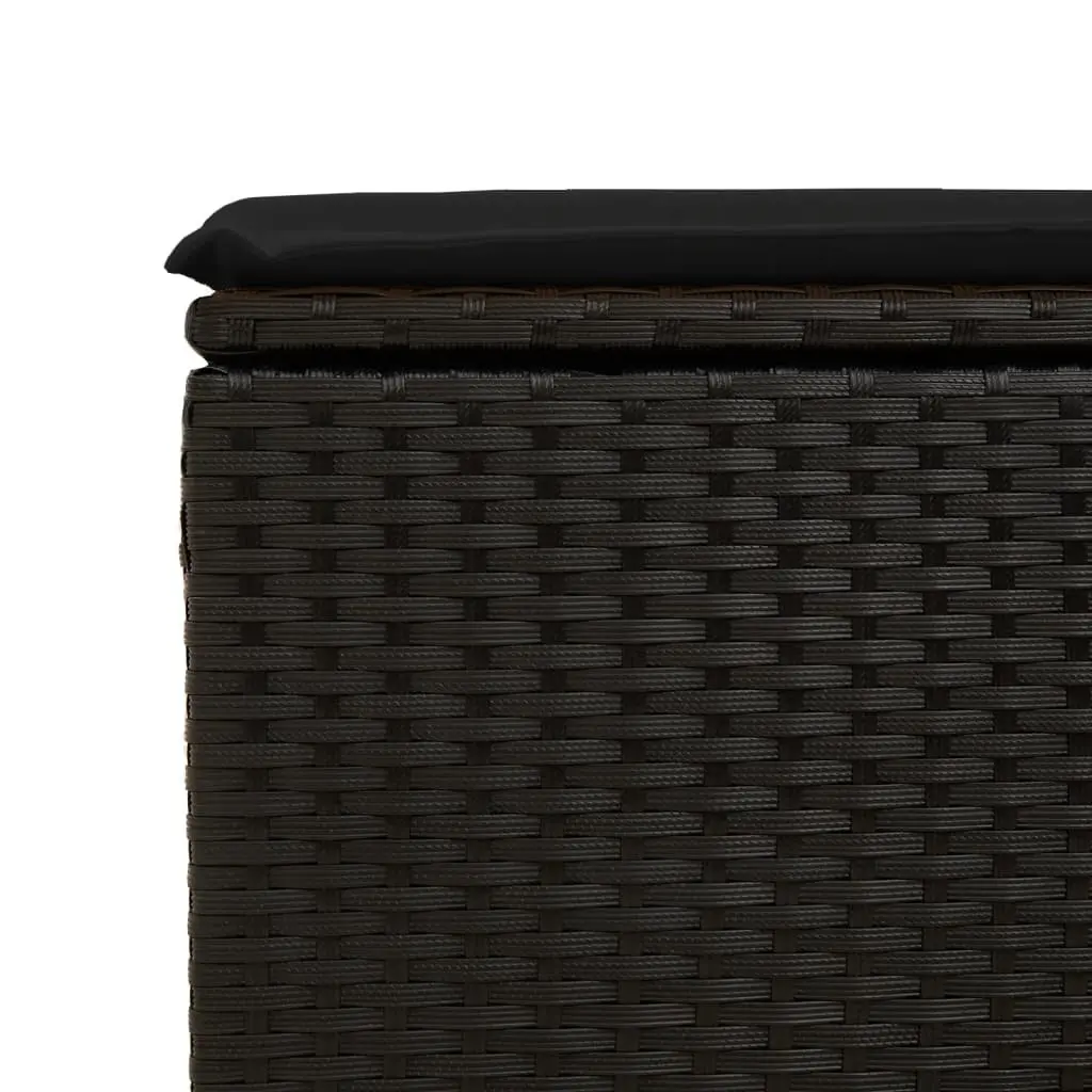 Garden Stool 55x55x37cm with Storage Cushion Poly Rattan Black