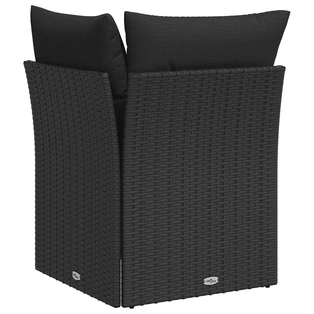 Modular Corner Sofa Black PE Poly Rattan Outdoor Seating with Cushions