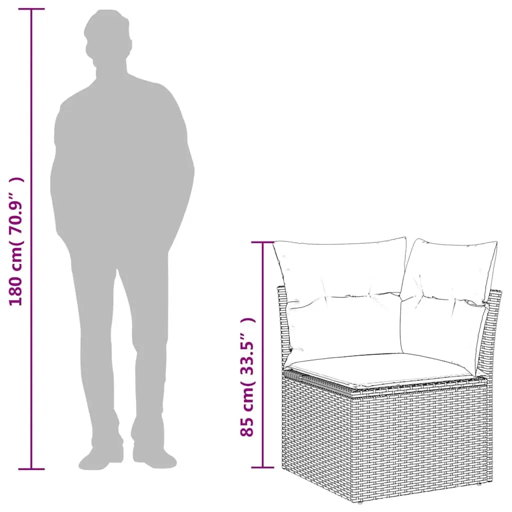 Garden Sofa Corner Set with Cushions Black Poly Rattan Outdoor Modular Seating