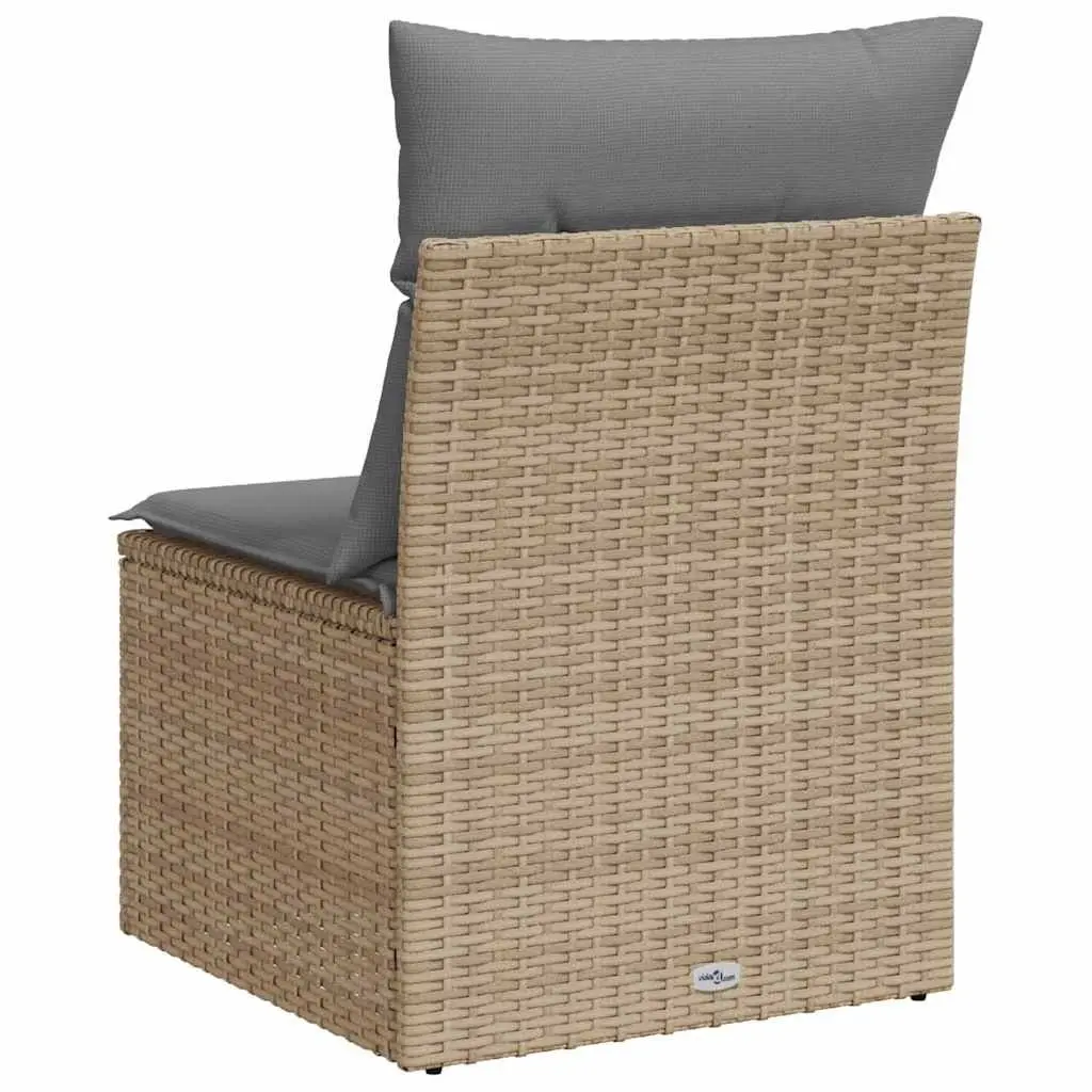 Garden Sofa Armless Modular Beige PE Poly Rattan with Thick Cushions