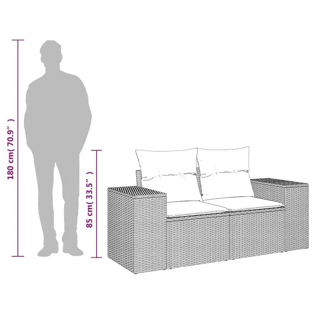 2-Seater Garden Sofa Outdoor Patio Furniture Beige Poly Rattan with Cushions