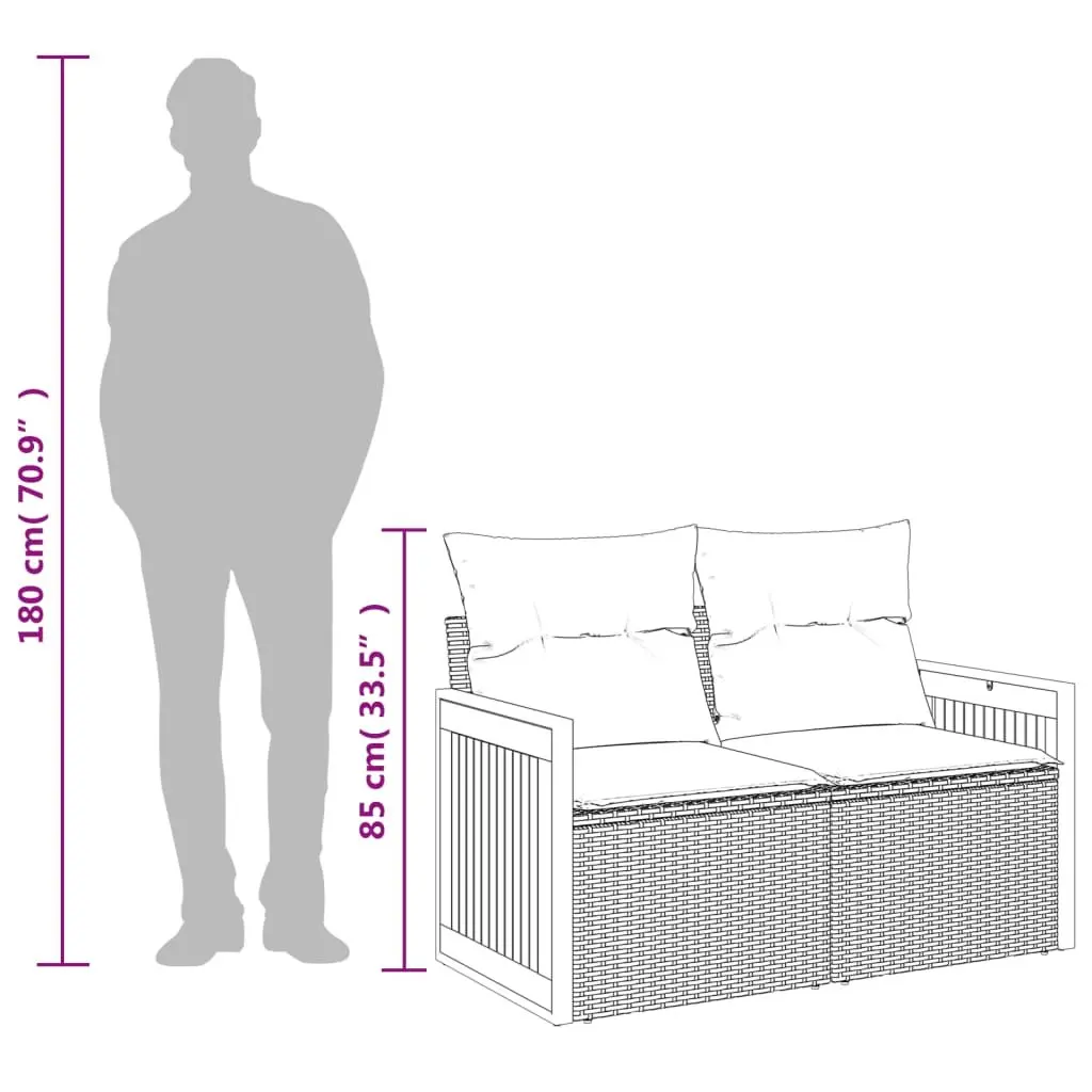 Garden Sofa 2-Seater Outdoor Seating with Cushions Modular Patio Furniture Beige