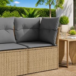 Stylish Beige Outdoor Garden Chair with Cushions & Storage