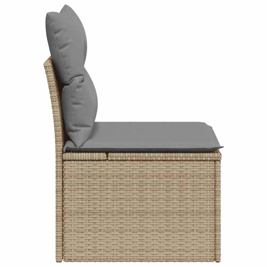 Outdoor Garden Chair Armless PE Rattan with Cushions and Storage Beige