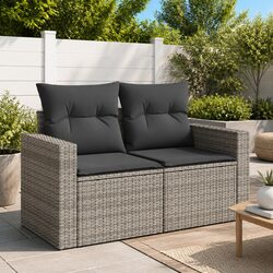 Grey 2-Seater Outdoor Sofa with Cushions for Your Patio