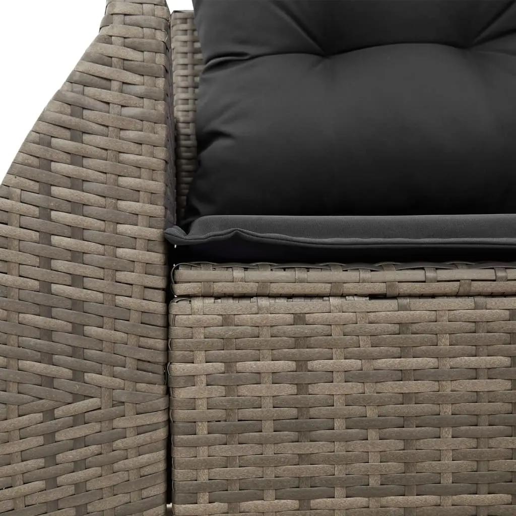 2-Seater Garden Sofa Grey PE Rattan Outdoor Furniture with Removable Washable Cushions