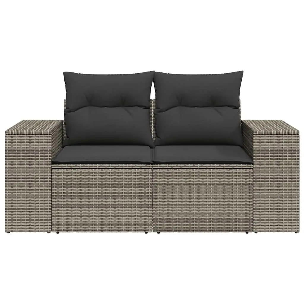2-Seater Garden Sofa with Cushions Grey Outdoor Furniture Patio Seating