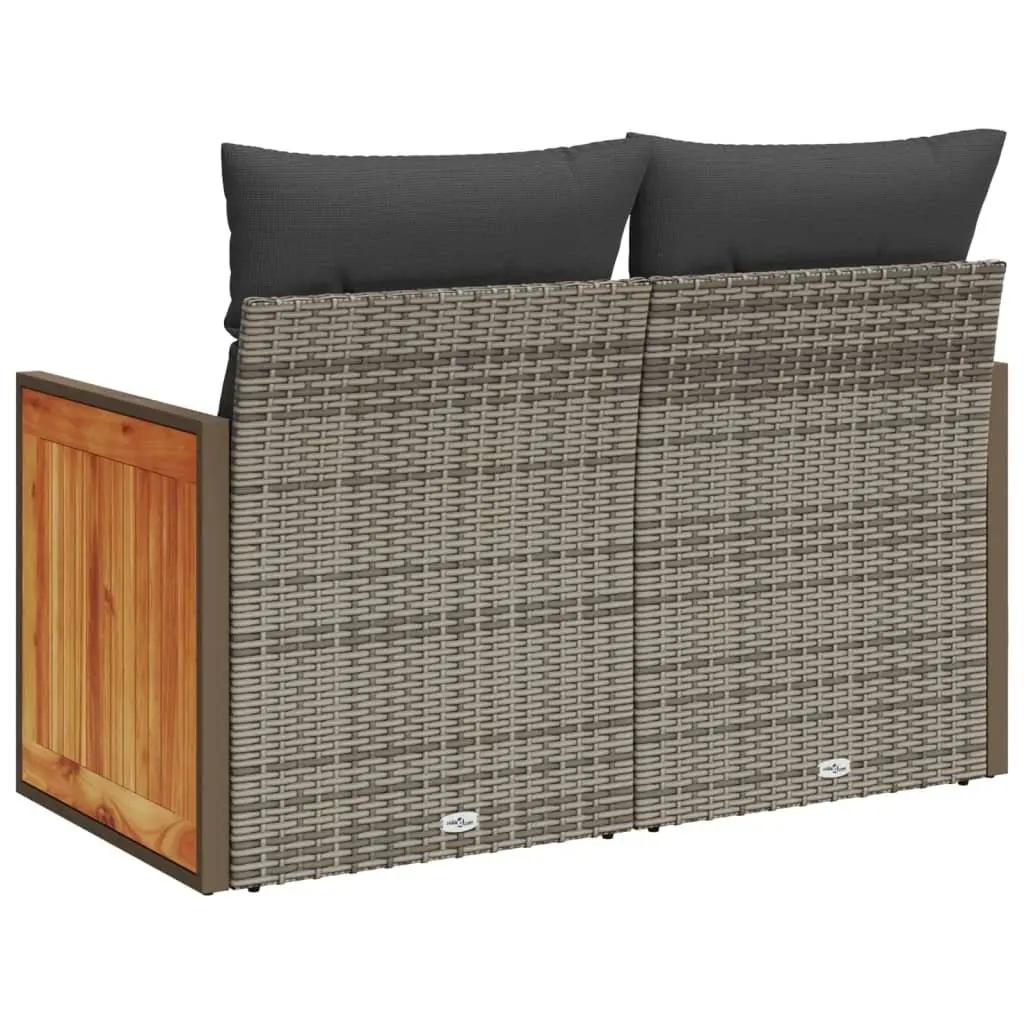 2-Seater Outdoor Garden Sofa Grey PE Rattan with Thick Cushions