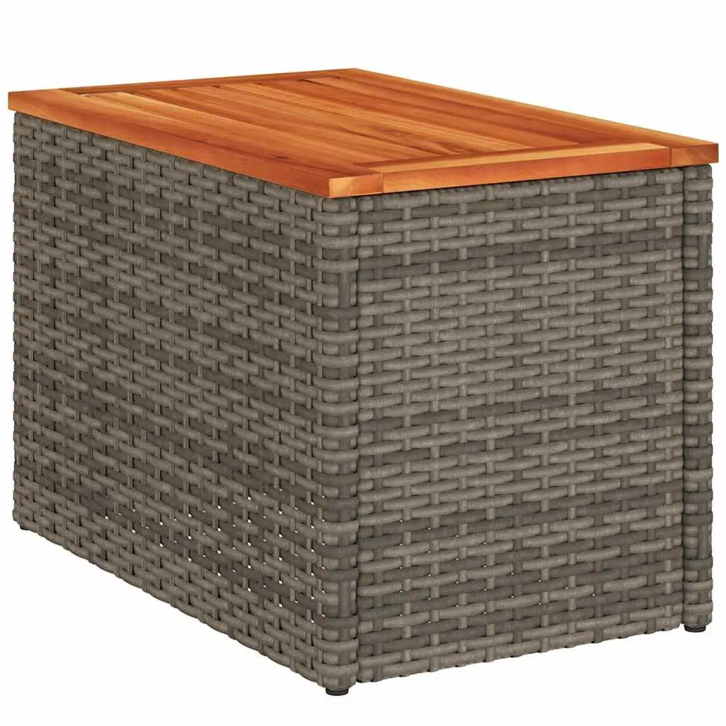 Garden Side Tables Set of 2 Grey PE Rattan Tabletop Powder-Coated Steel Frame