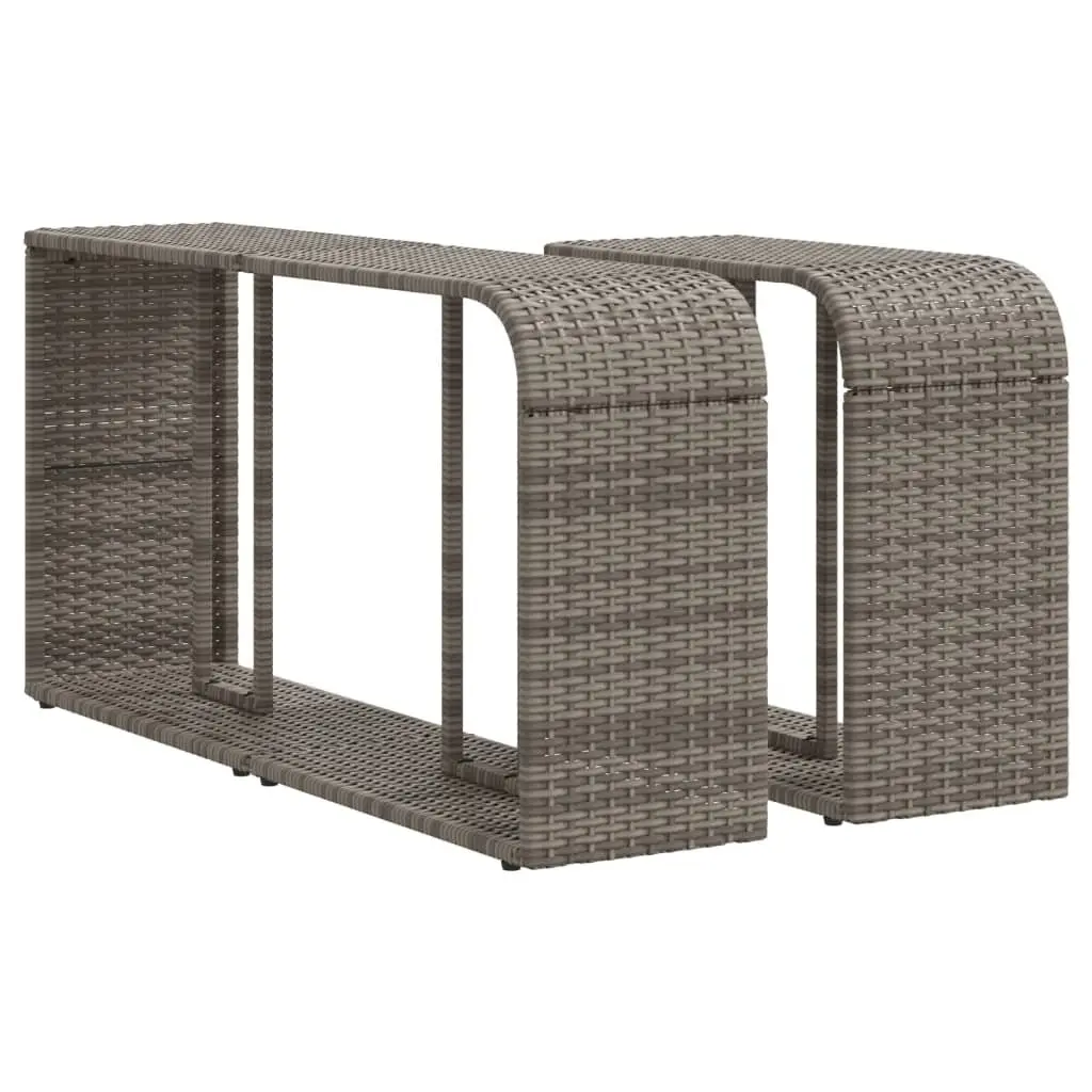 Storage Shelves 2 Pieces Grey Poly Rattan Outdoor Garden Furniture Backyard