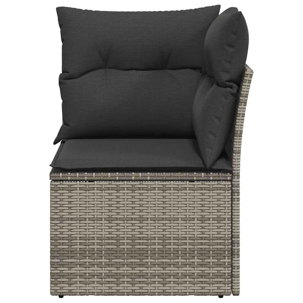 Garden Corner Sofa Grey PE Poly Rattan Modular Outdoor Seating with Cushions