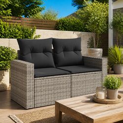 Outdoor 2-Seater Garden Sofa in Grey with Practical Storage