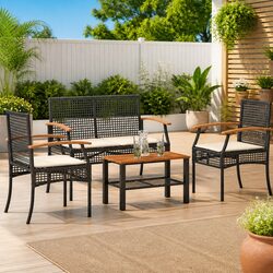 Transform Your Space with a 4 Piece Black Garden Lounge Set