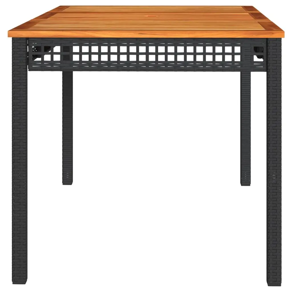 Garden Table 140x80x75cm Poly Rattan Acacia Wood Outdoor Furniture