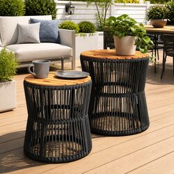 Enhance Your Outdoor Space with 2 Stylish Grey Tables