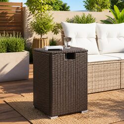 Outdoor Side Table with Propane Tank Cover, Brown 40x40x60cm