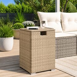 Outdoor Side Table and Propane Tank Cover in Beige
