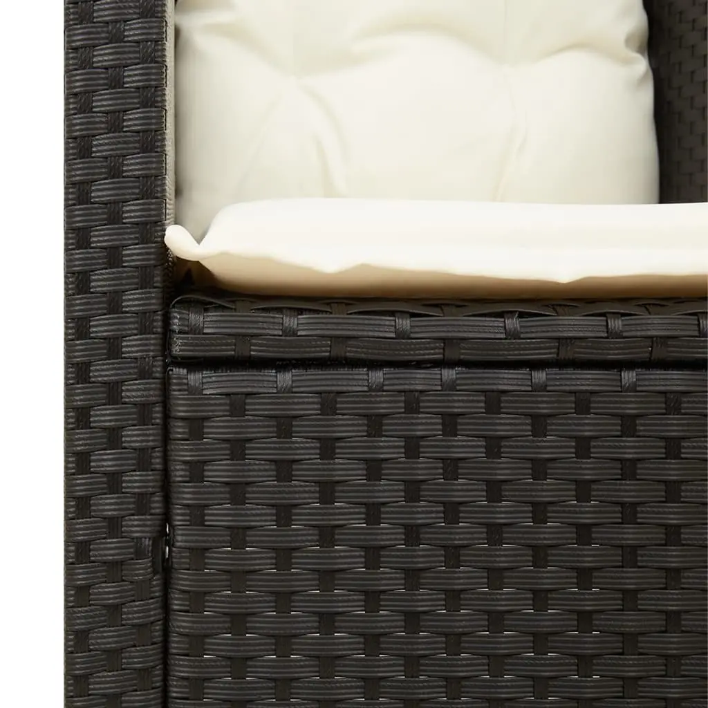 3 Piece Bistro Set Outdoor Garden Furniture Black Cushioned Chairs Acacia Wood Table