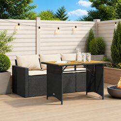 Outdoor 2-Piece Dining Set in Black Poly Rattan