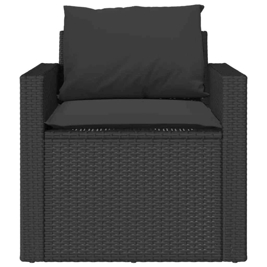 4 Piece Garden Sofa Set Outdoor Patio Furniture Black Poly Rattan Cushions