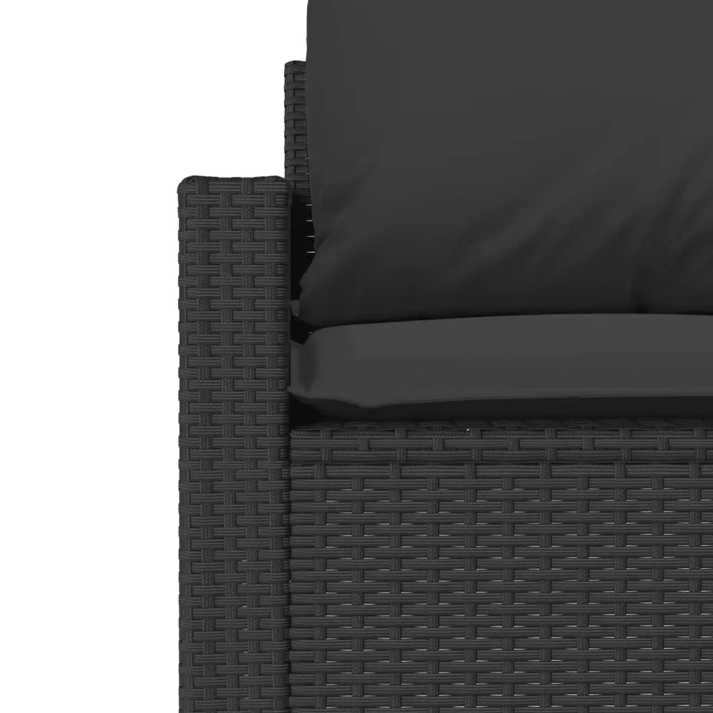 4 Piece Garden Sofa Set Outdoor Patio Furniture Black Poly Rattan Cushions