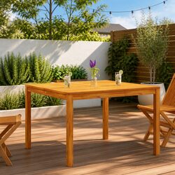 Garden Dining Table 110x110x75cm Outdoor Patio Acacia Wood Square Furniture