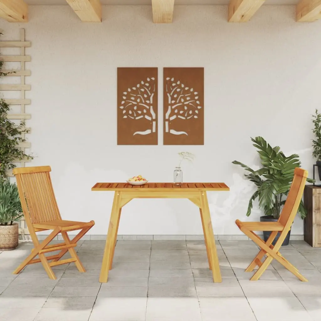 Outdoor Dining Table 110x56x75cm Solid Acacia Wood Brown Sturdy Durable Surface