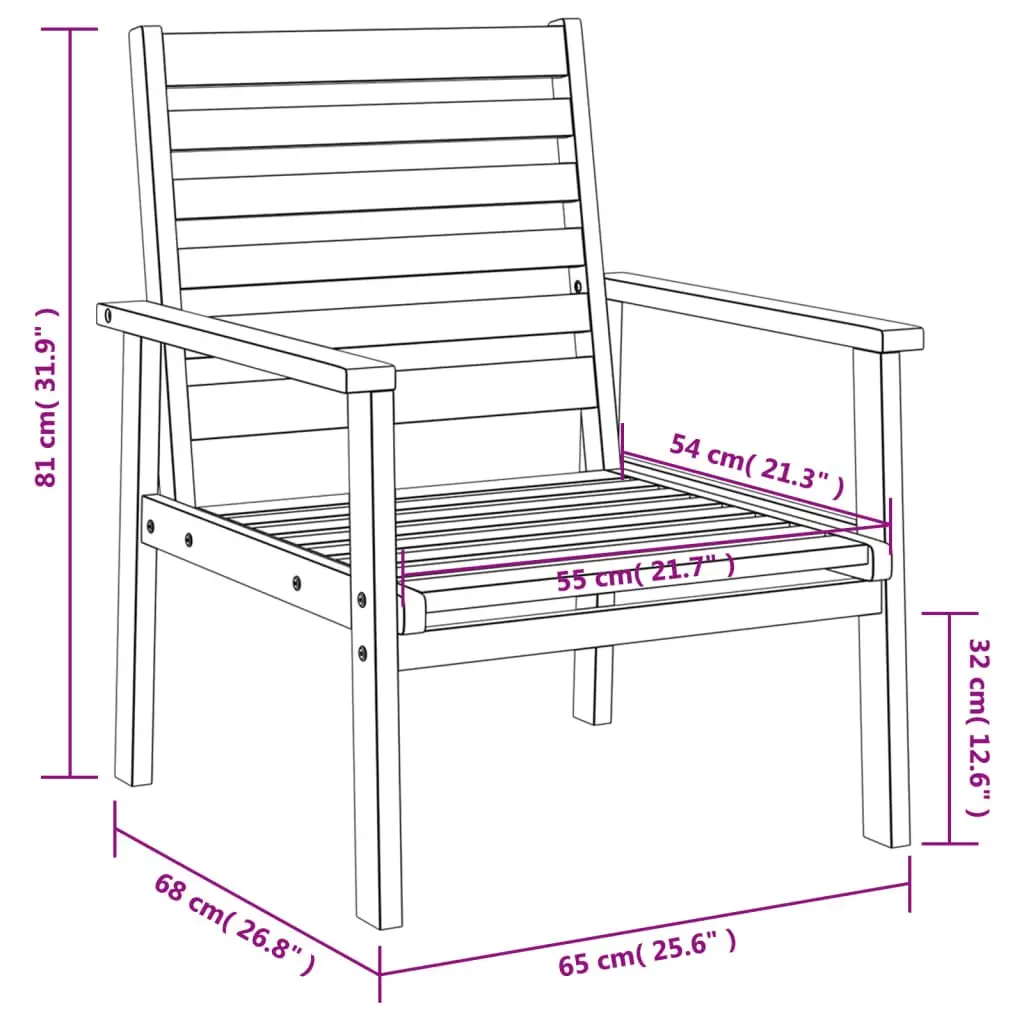 Outdoor Sofa Chair Set 2pcs Solid Wood Ergonomic Comfort for Garden Patio Balcony