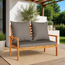 Garden Sofa Bench 120cm Outdoor Seating with Cushion Slatted Design Patio Lounge