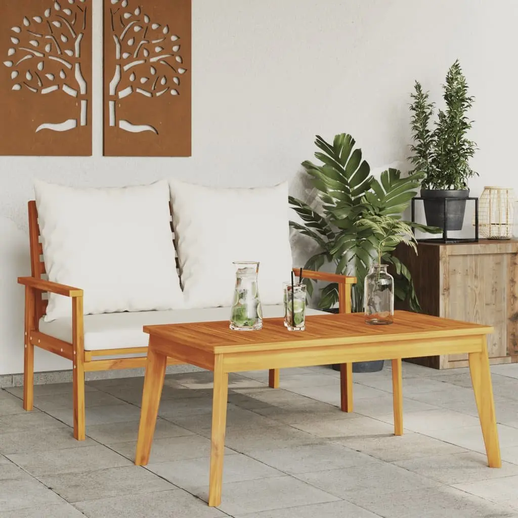 Garden Dining Table 100x55x45cm Solid Acacia Wood Outdoor Patio Furniture Brown