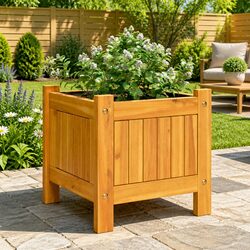 Brown Acacia Wood Planter Box for Gardens and Patios