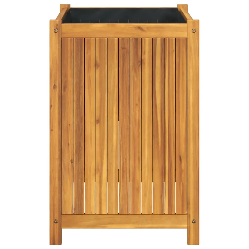 Garden Planter Box 50x50x75 cm Solid Acacia Wood with Liner Drainage