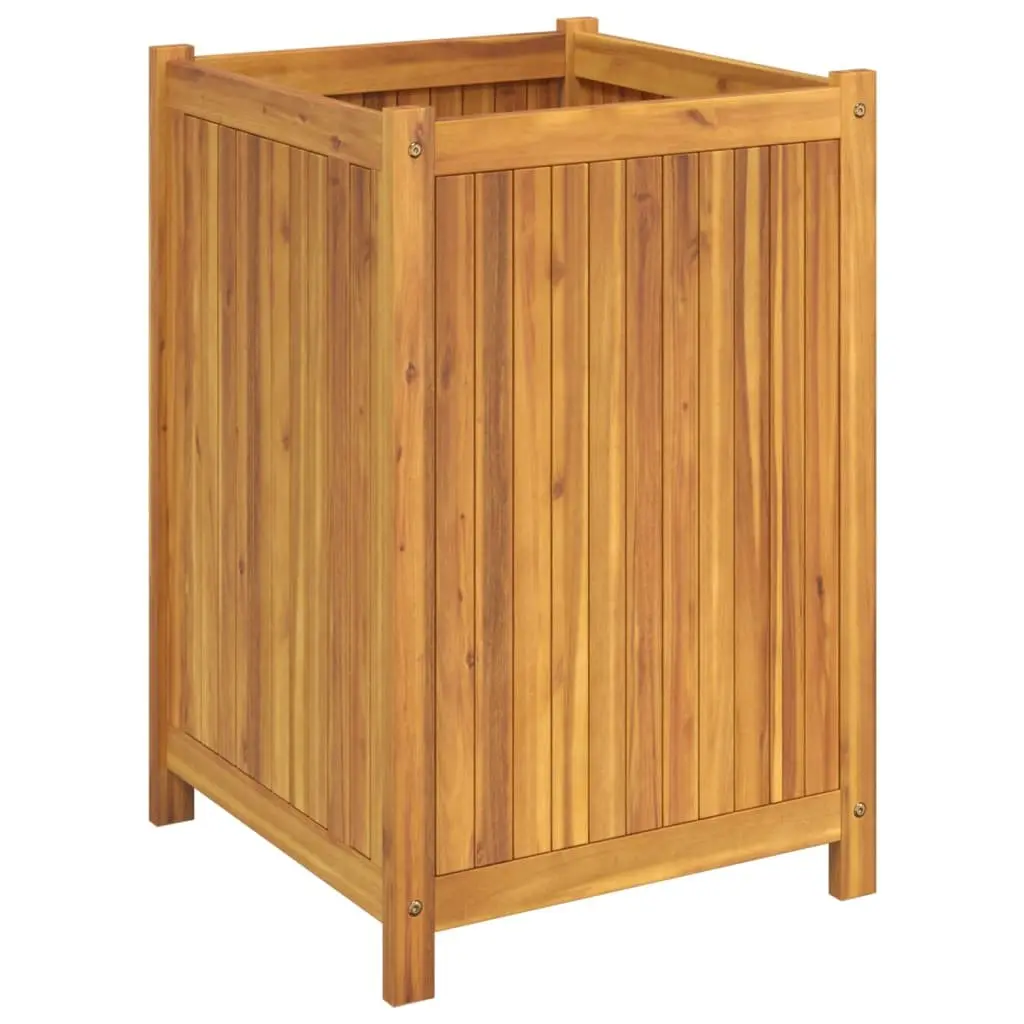 Garden Planter Box 50x50x75 cm Solid Acacia Wood with Liner Drainage