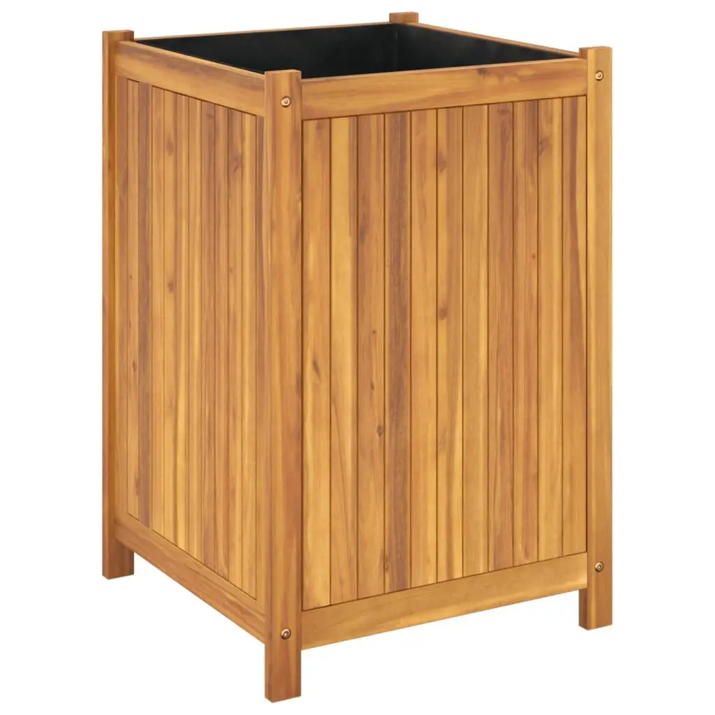 Garden Planter Box 50x50x75 cm Solid Acacia Wood with Liner Drainage