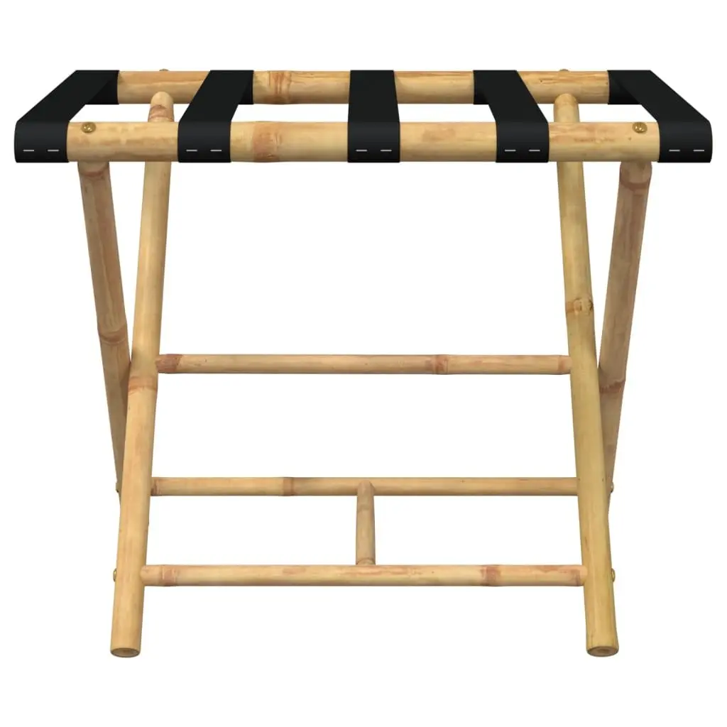 Folding Luggage Rack Bamboo Two Shelf 62x42x50.5cm Suitcase Storage Stand
