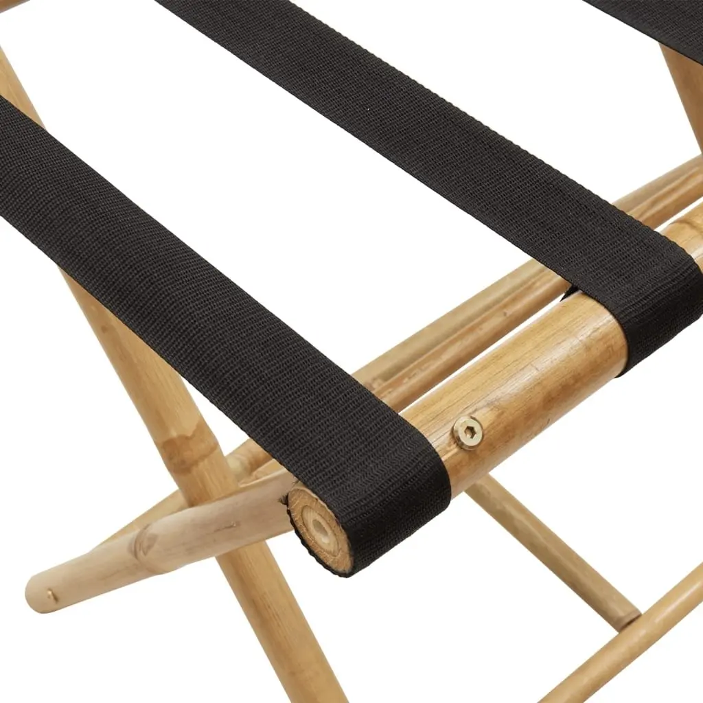 Folding Luggage Rack Bamboo Two Shelf 62x42x50.5cm Suitcase Storage Stand