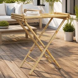 Folding Tray Table Brown Bamboo Portable Garden Patio Indoor Outdoor Furniture