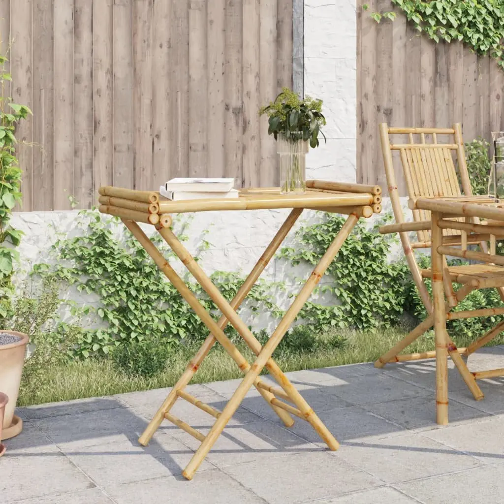 Folding Tray Table Brown Bamboo Portable Indoor Outdoor Garden Patio Furniture