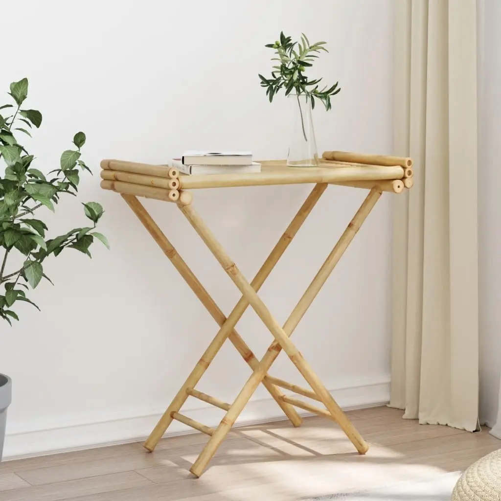 Folding Tray Table Brown Bamboo Portable Indoor Outdoor Garden Patio Furniture