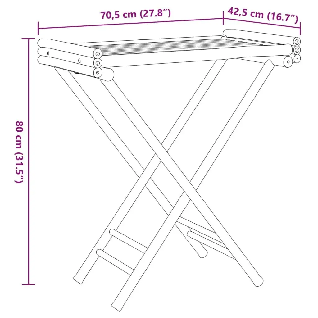 Folding Tray Table Brown Bamboo Portable Indoor Outdoor Garden Patio Furniture