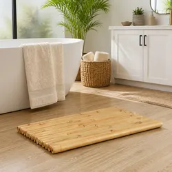 Upgrade Your Space with 2 Piece Bamboo Bath Mats, 50x35 cm